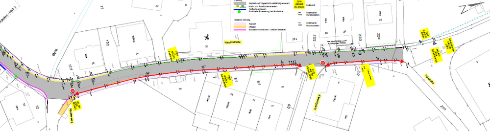Skizze Sanierung Hauptstraße Gehweg an der Nordseite Skizze Sanierung Hauptstraße Gehweg an der Nordseite